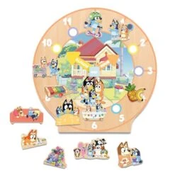 Bluey Wooden Puzzle Clock Educational Toy