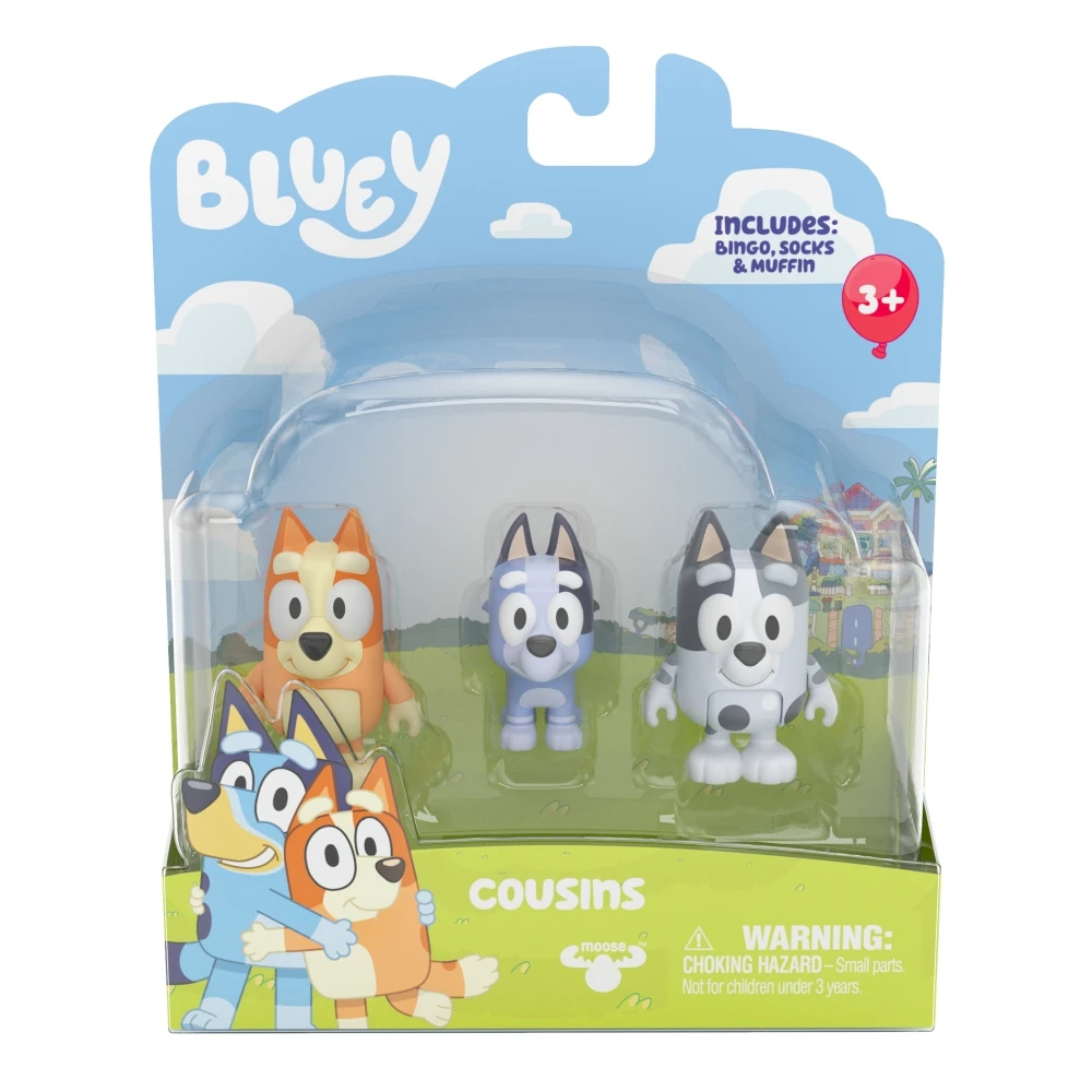 Bluey Cousins Bingo Muffin Socks Figurines 3 Pack