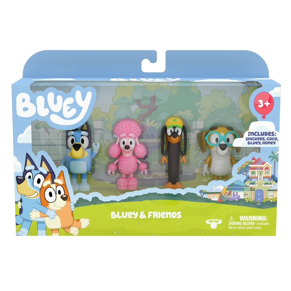 Bluey & Friends Mini Figurines 4 Pack 7.5cm